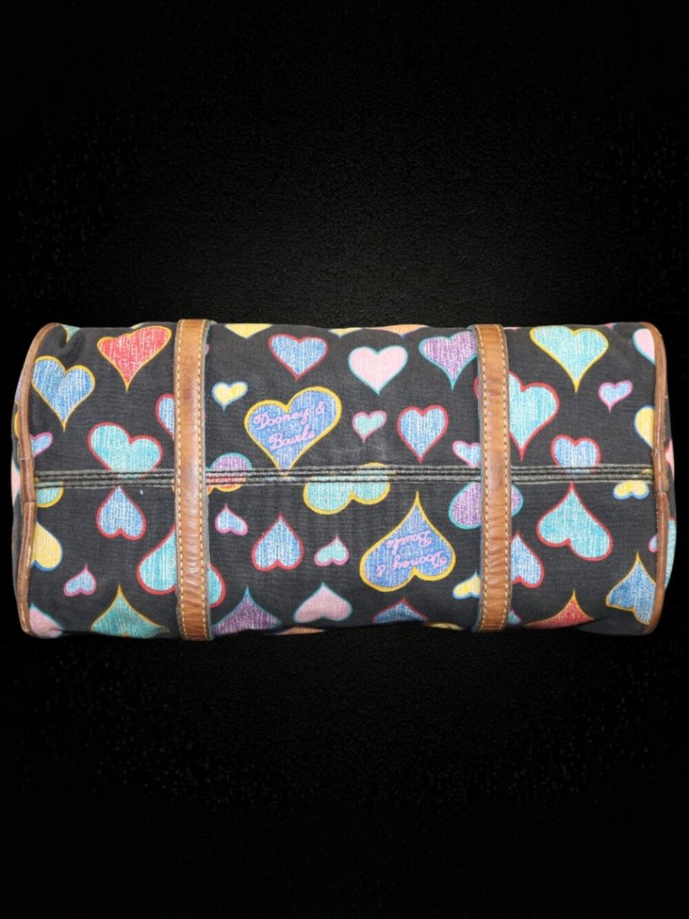 Vintage Dooney & Bourke Doodle Double Handle Multicolor Heart Barrel Bag - Picture 5 of 16